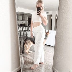 Ellesse Vintage White Silky Track Pants Size 0